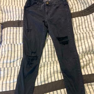 American Eagle Black Distressed Skinny Jeans
